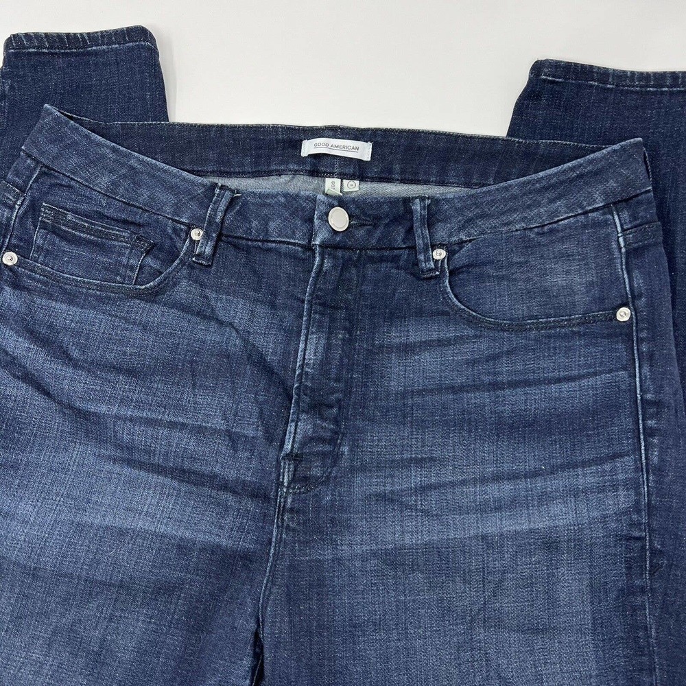 Good‎ American Womens 16 Good Legs High Rise Crop Stretch Denim Blue Jeans